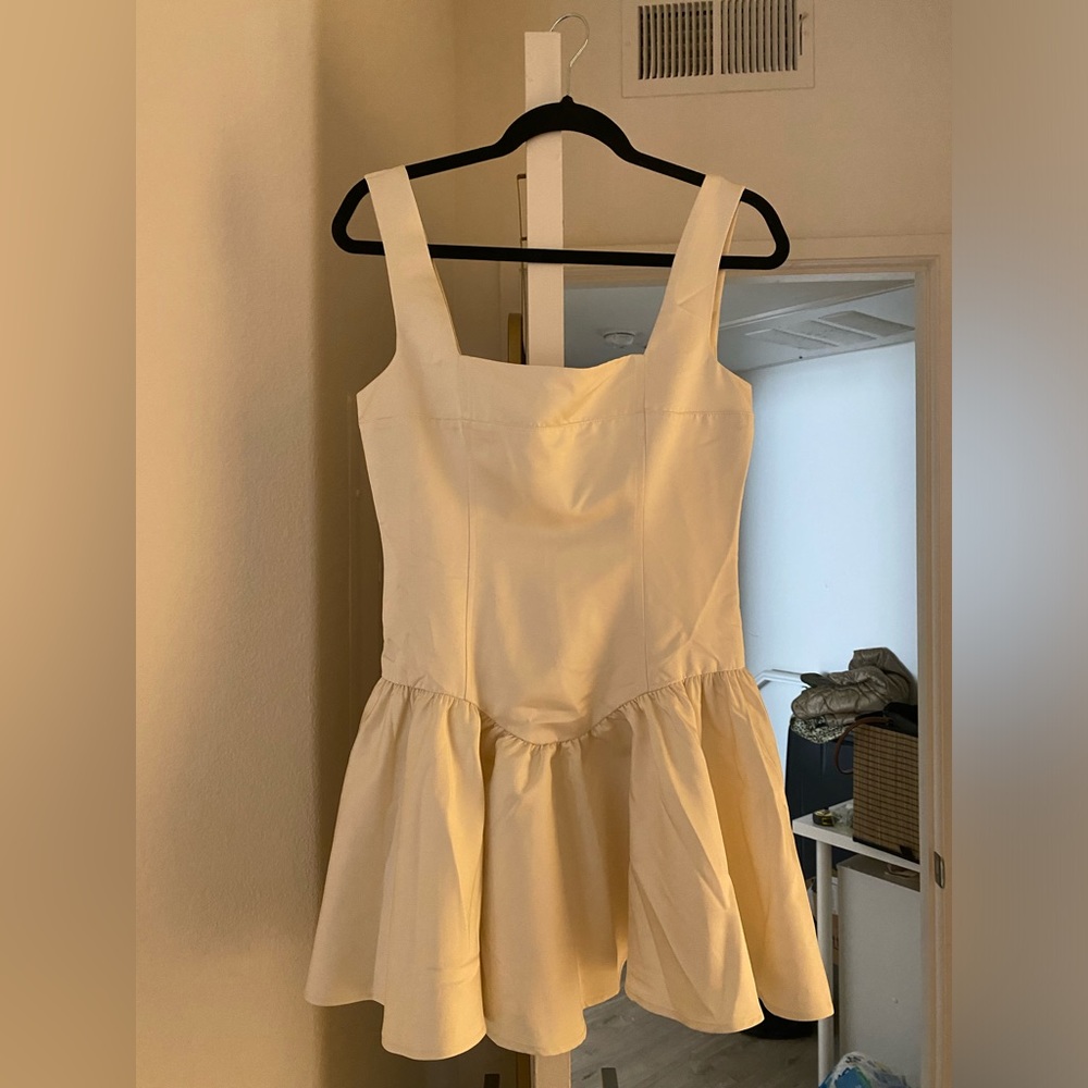 We wore what corset satin cream dress